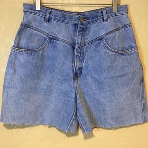 Vintage Jordache‎ Light Denim Cut Off Shorts, Size 14, High Waist, Front Yolk